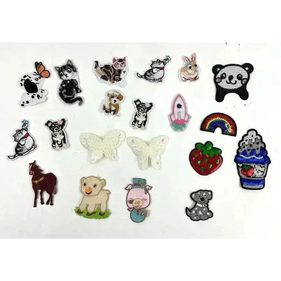 20 PC Assorted Sewing Applique Patches Iron on Sew On NEW Mixed Cats Sequin - Picture 1 of 12